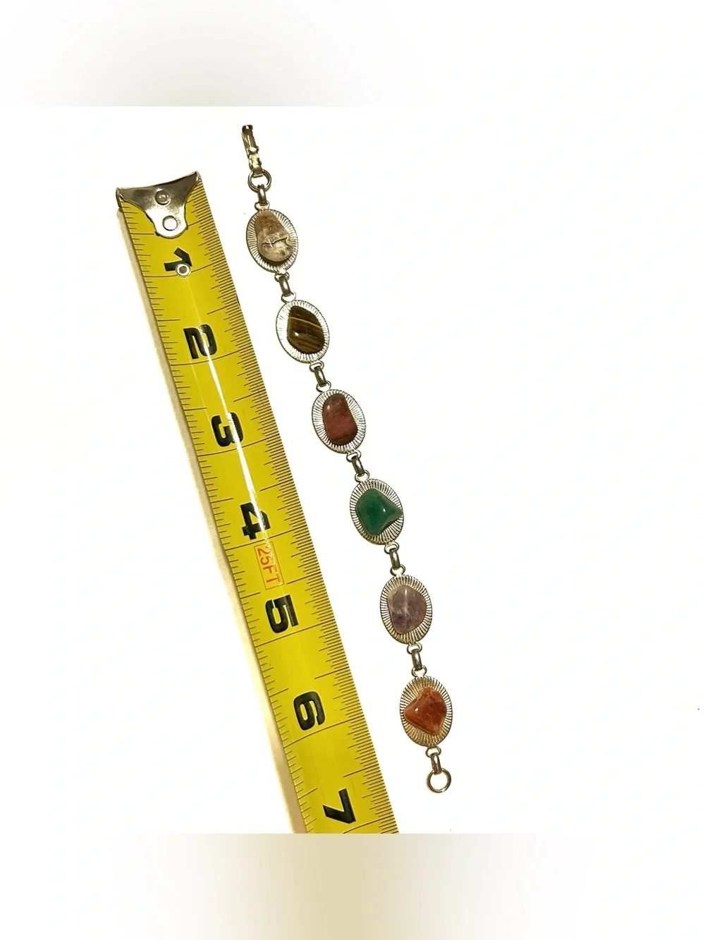 Multi-Stone Gold-Tone Link Bracelet